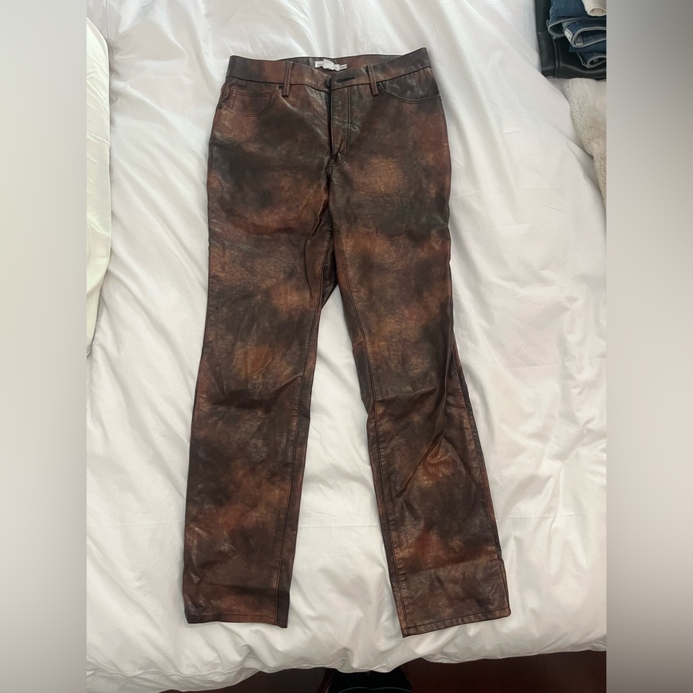 Good American brown leather pants